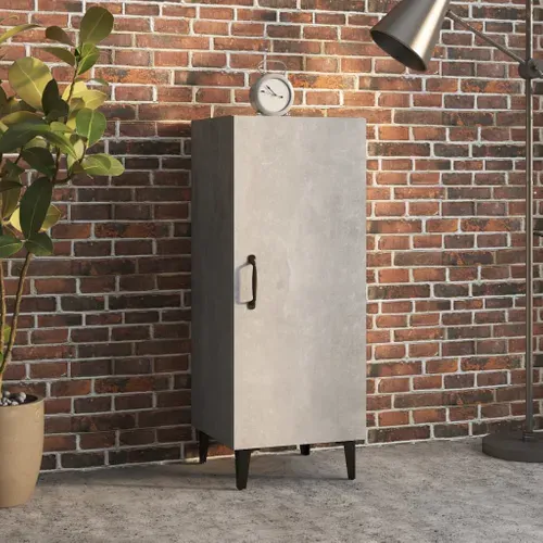 Buffet Gris Béton 34,5x34x90 Cm Bois Contreplaqué