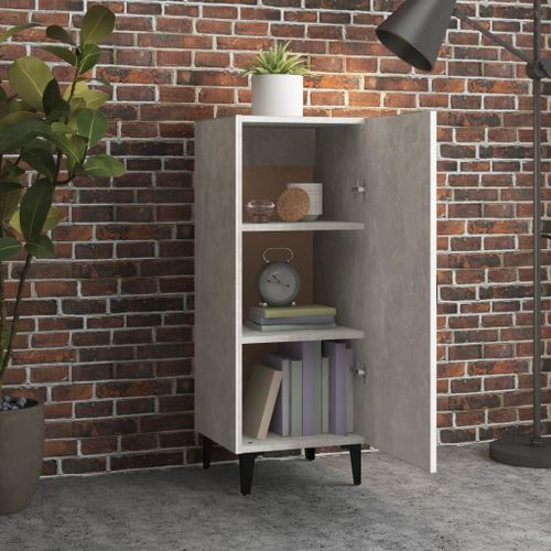 Buffet Gris Béton 34,5x34x90 Cm Bois Contreplaqué