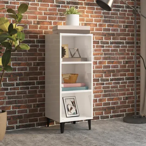 Buffet Blanc Brillant 34,5x32,5x90 Cm Bois Contreplaqué
