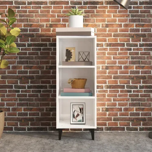Buffet Blanc Brillant 34,5x32,5x90 Cm Bois Contreplaqué