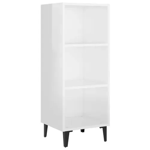 Buffet Blanc Brillant 34,5x32,5x90 Cm Bois Contreplaqué