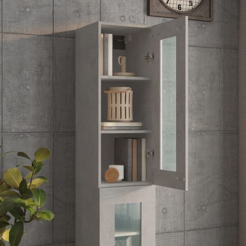 Armoire Murale Suspendue Gris Béton 34,5x34x90 Cm