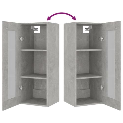 Armoire Murale Suspendue Gris Béton 34,5x34x90 Cm