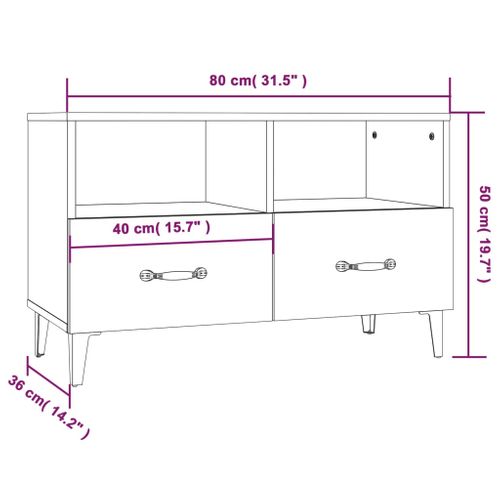 Meuble TV Blanc Brillant 80x36x50 Cm Bois Contreplaqué