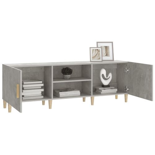 Meuble TV Gris Béton 150x30x50 Cm Bois Contreplaqué