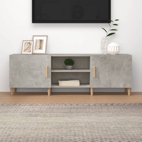 Meuble TV Gris Béton 150x30x50 Cm Bois Contreplaqué