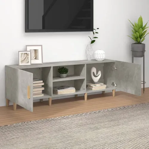Meuble TV Gris Béton 150x30x50 Cm Bois Contreplaqué