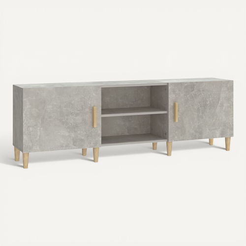 Meuble TV Gris Béton 150x30x50 Cm Bois Contreplaqué