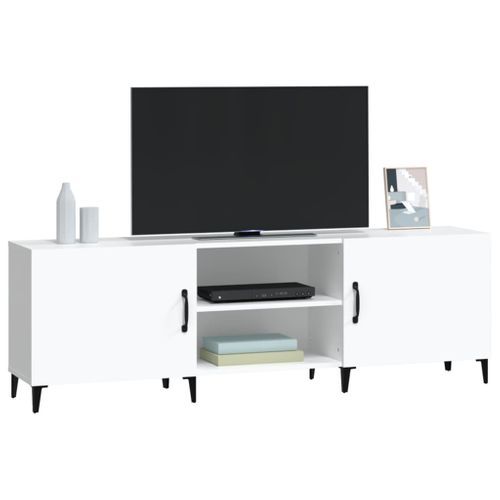 Meuble TV Blanc 150x30x50 Cm Bois Contreplaqué