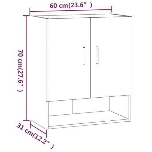 Armoire Murale Chêne Sonoma 60x31x70 Cm Bois Contreplaqué