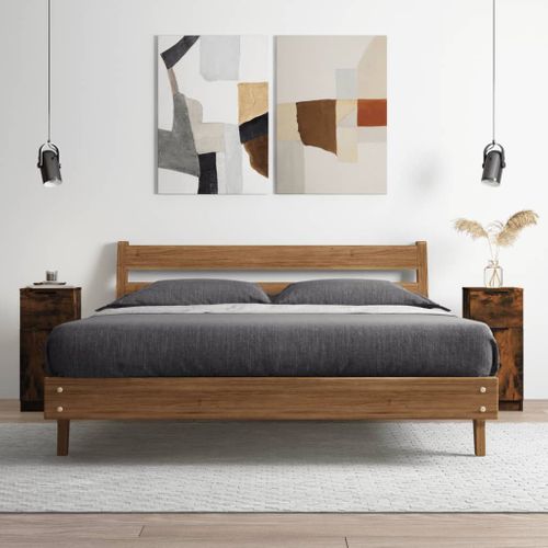 Buffet Chêne Fumé 30x30x70 Cm Bois Contreplaqué