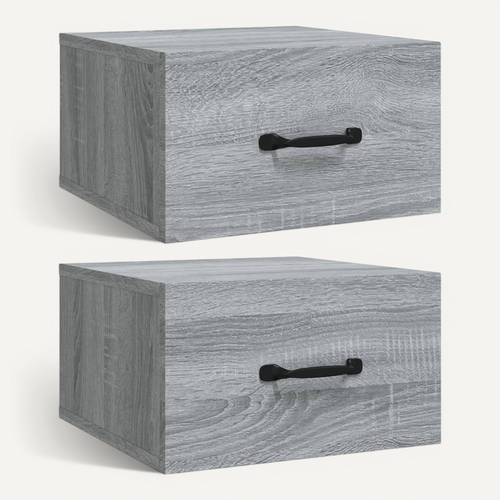 Tables De Chevet Murales 2 Pièces Sonoma Gris 35x35x20 Cm
