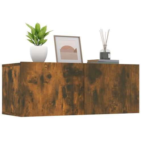 Meubles TV 2 Pièces Chêne Fumé 80x30x30 Cm Bois Contreplaqué