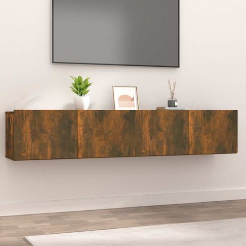 Meubles TV 2 Pièces Chêne Fumé 80x30x30 Cm Bois Contreplaqué