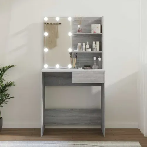 Coiffeuse Avec LED Sonoma Gris 74,5x40x141 Cm