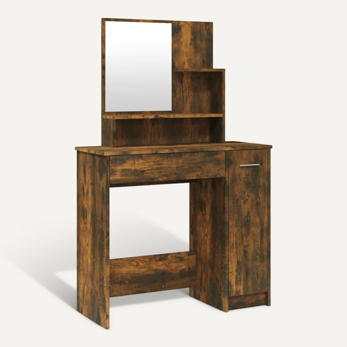 Coiffeuse Avec Miroir Chêne Fumé 86,5x35x136 Cm