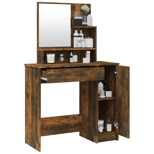 Coiffeuse Avec Miroir Chêne Fumé 86,5x35x136 Cm