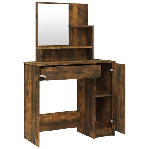 Coiffeuse Avec Miroir Chêne Fumé 86,5x35x136 Cm