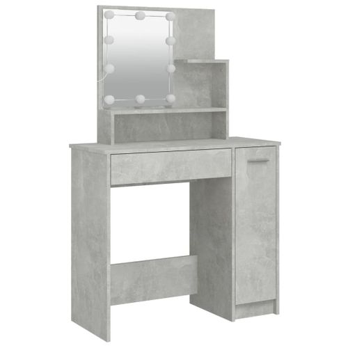 Ensemble De Coiffeuse Avec LED Gris Béton Bois Contreplaqué