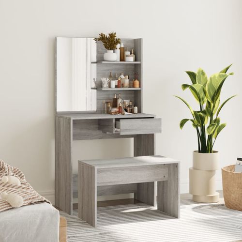 Ensemble De Coiffeuse Sonoma Gris 74,5x40x141 Cm