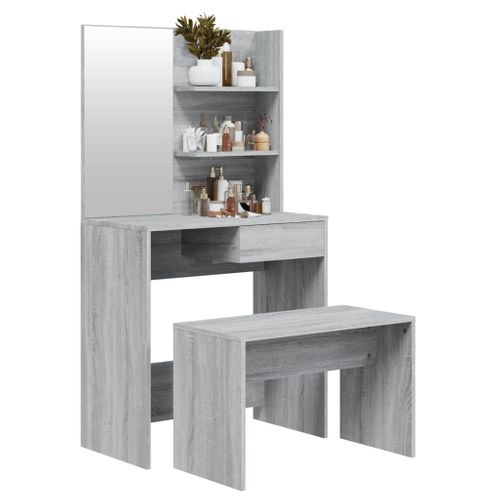 Ensemble De Coiffeuse Sonoma Gris 74,5x40x141 Cm