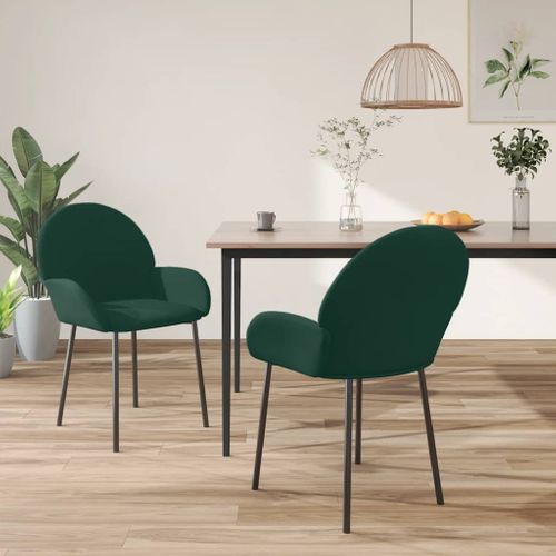 Chaises À Manger Lot De 2 Vert Foncé Velours