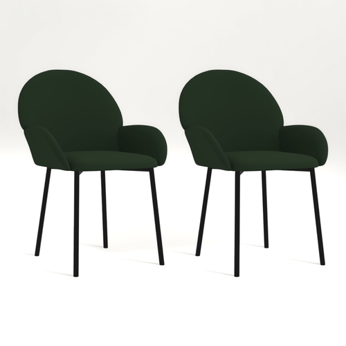Chaises À Manger Lot De 2 Vert Foncé Velours
