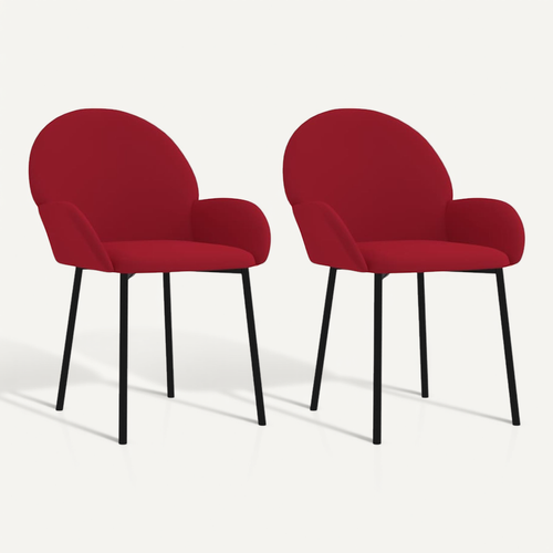 Chaises À Manger Lot De 2 Rouge Bordeaux Velours