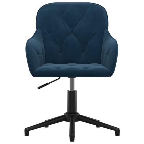 Chaise De Bureau Pivotante En Velours Bleu, Rotation à 360°, Cadre En Métal, Ergonomique