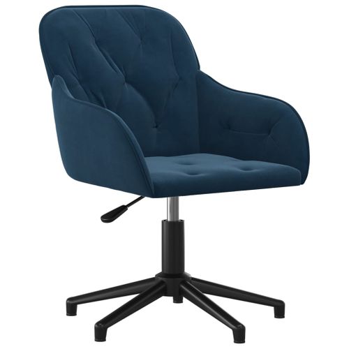 Chaise De Bureau Pivotante En Velours Bleu, Rotation à 360°, Cadre En Métal, Ergonomique
