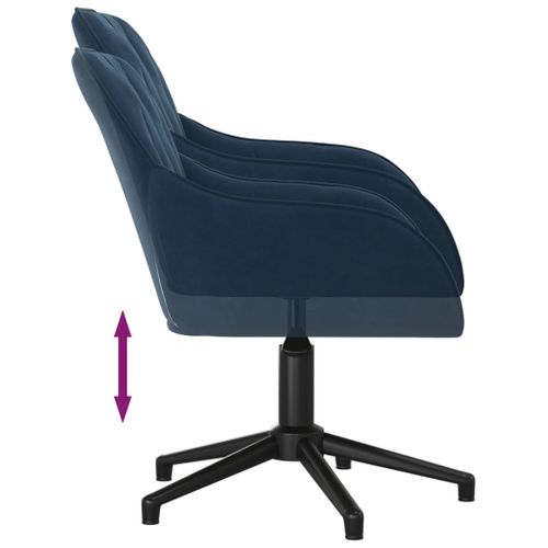 Chaise De Bureau Pivotante En Velours Bleu, Rotation à 360°, Cadre En Métal, Ergonomique