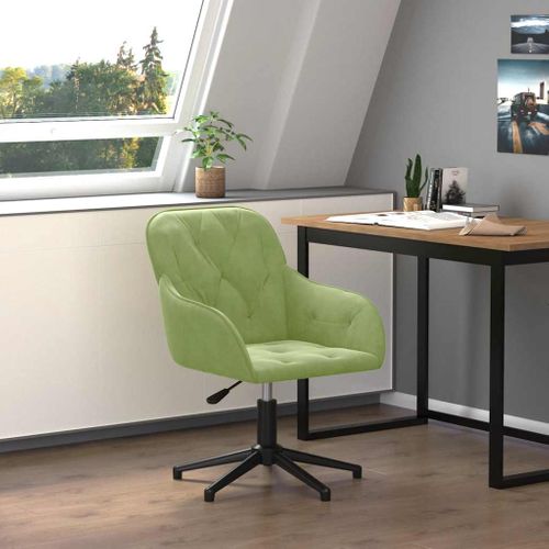 Chaise De Bureau Pivotante En Velours Vert Clair, Pivotante à 360° Cadre En Métal Ergonomique