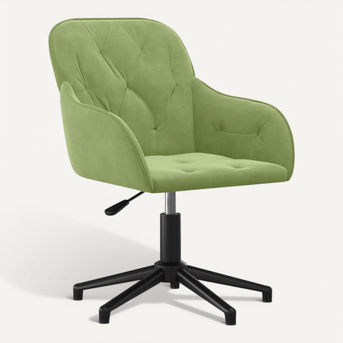 Chaise De Bureau Pivotante En Velours Vert Clair, Pivotante à 360° Cadre En Métal Ergonomique