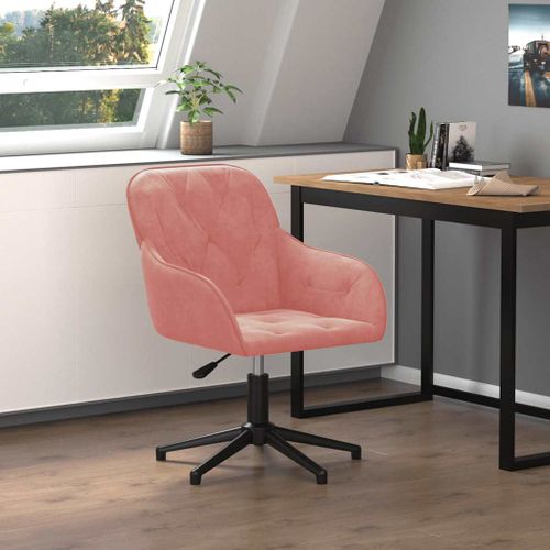 Chaise Pivotante De Bureau Rose Velours