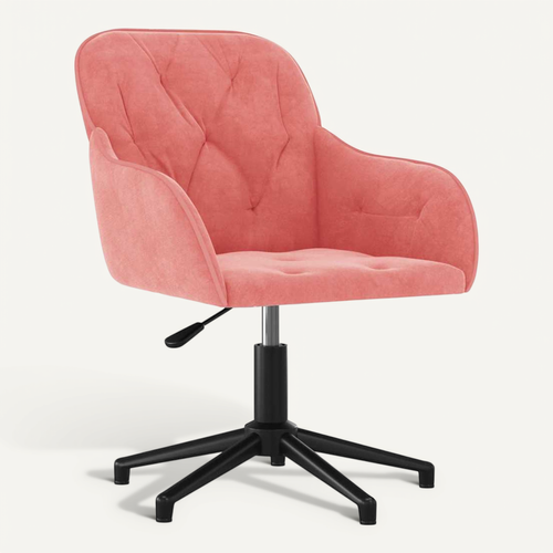 Chaise Pivotante De Bureau Rose Velours