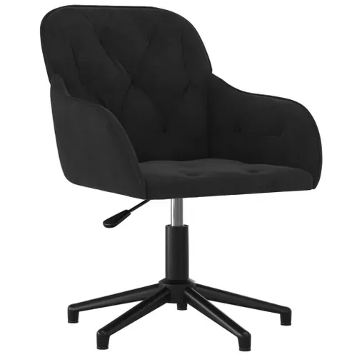 Chaise De Bureau Pivotante En Velours Noir, Pivotante à 360°, Cadre En Métal Ergonomique