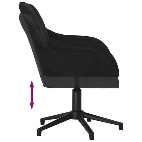 Chaise De Bureau Pivotante En Velours Noir, Pivotante à 360°, Cadre En Métal Ergonomique