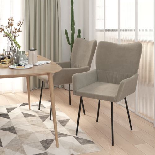 Chaises À Manger Lot De 2 Gris Clair Velours