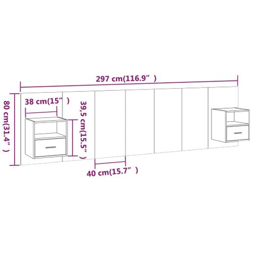 Tête De Lit Avec Armoires Chêne Fumé Bois D'ingénierie
