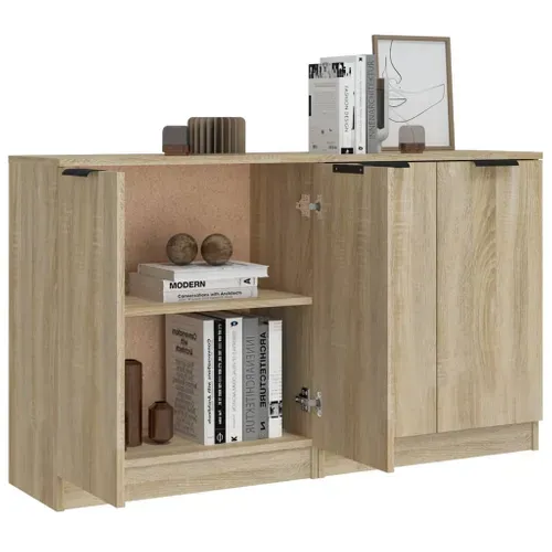 Buffets 2 Pièces Chêne Sonoma 60x30x70 Cm Bois Contreplaqué