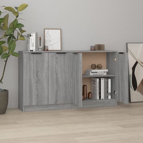 Buffets 2 Pièces Sonoma Gris 60x30x70 Cm Bois Contreplaqué