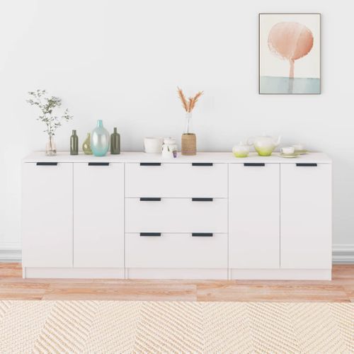Buffets 3 Pièces Blanc Bois Contreplaqué