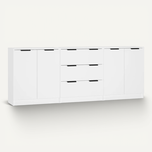 Buffets 3 Pièces Blanc Bois Contreplaqué