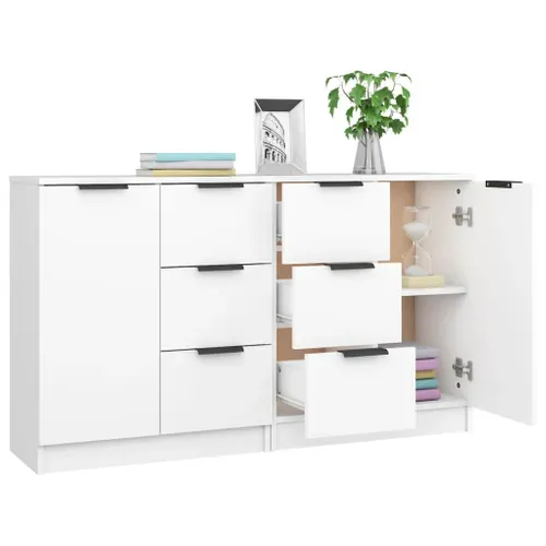 Buffets 2 Pièces Blanc 60x30x70 Cm Bois Contreplaqué