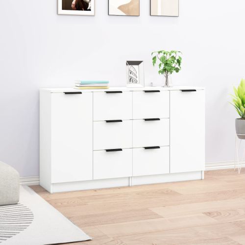 Buffets 2 Pièces Blanc 60x30x70 Cm Bois Contreplaqué