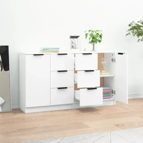 Buffets 2 Pièces Blanc 60x30x70 Cm Bois Contreplaqué