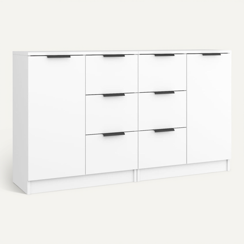 Buffets 2 Pièces Blanc 60x30x70 Cm Bois Contreplaqué