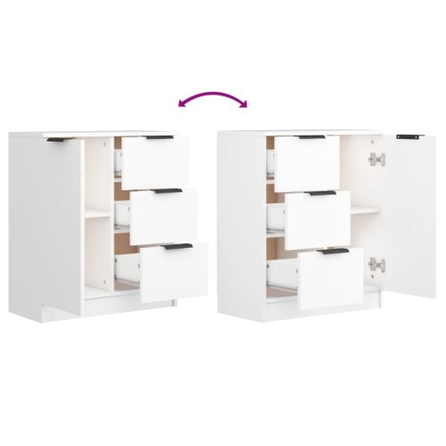 Buffets 2 Pièces Blanc 60x30x70 Cm Bois Contreplaqué