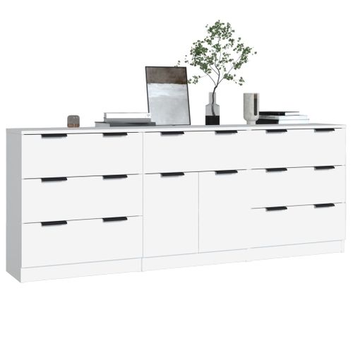Buffets 3 Pièces Blanc Bois Contreplaqué