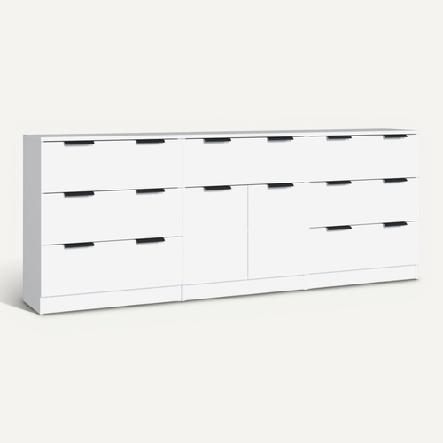 Buffets 3 Pièces Blanc Bois Contreplaqué